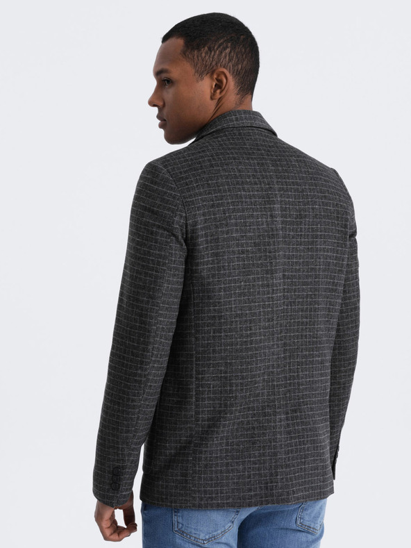 Ombre Clothing Tamno sivi muški karirani sako s mješavinom vune Ombre Clothing