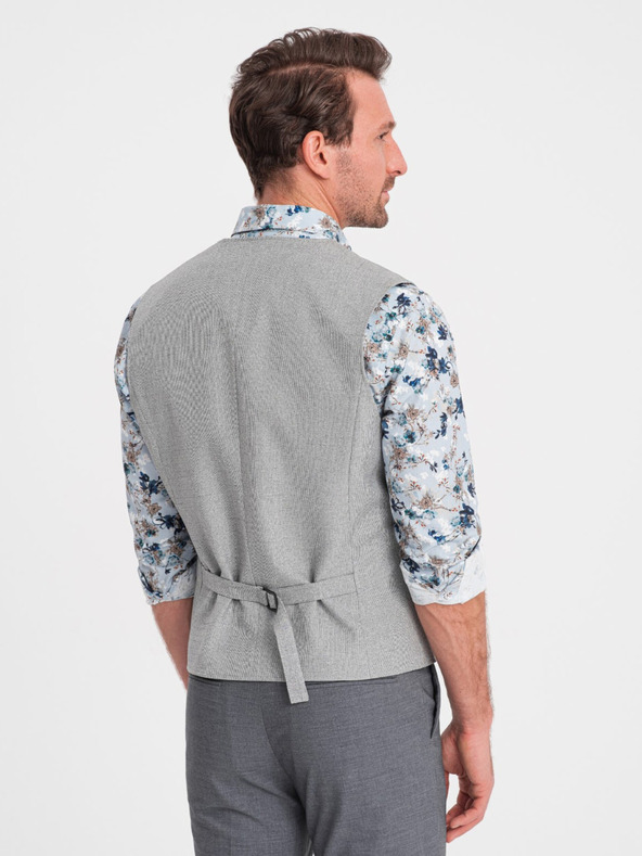 Ombre Clothing Svijetlosivi muški prsluk s kragnom Ombre Clothing