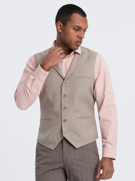 Ombre Clothing Bež muški prsluk s kragnom Ombre Clothing