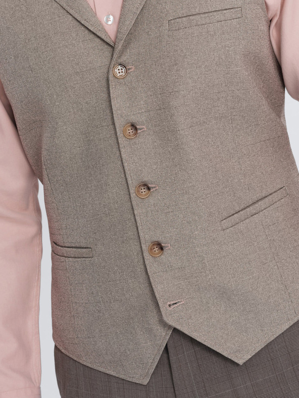 Ombre Clothing Bež muški prsluk s kragnom Ombre Clothing