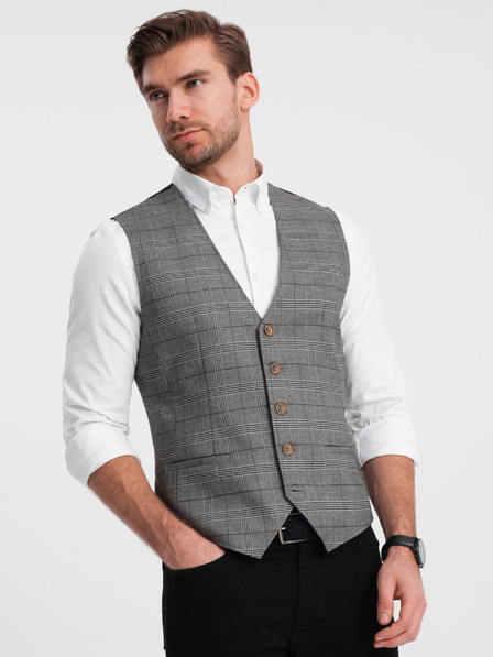 Ombre Clothing Sivi muški prsluk bez revera Ombre Clothing