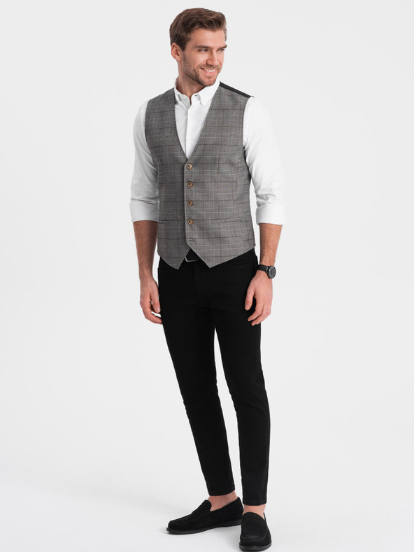 Ombre Clothing Sivi muški prsluk bez revera Ombre Clothing