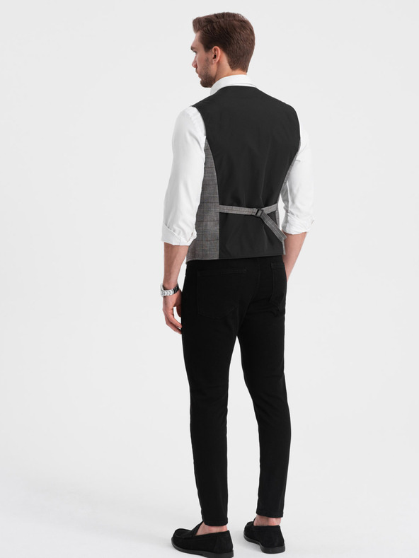Ombre Clothing Sivi muški prsluk bez revera Ombre Clothing