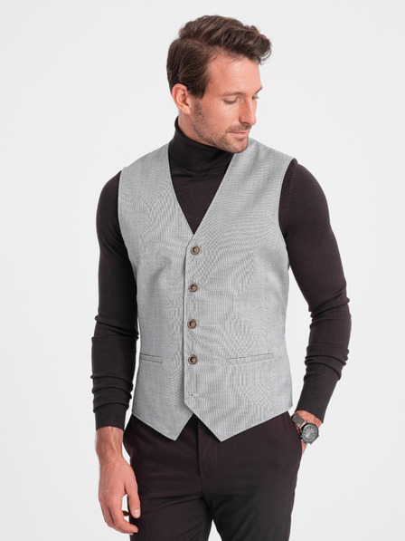 Ombre Clothing Svijetlo sivi muški žakard prsluk Ombre Clothing