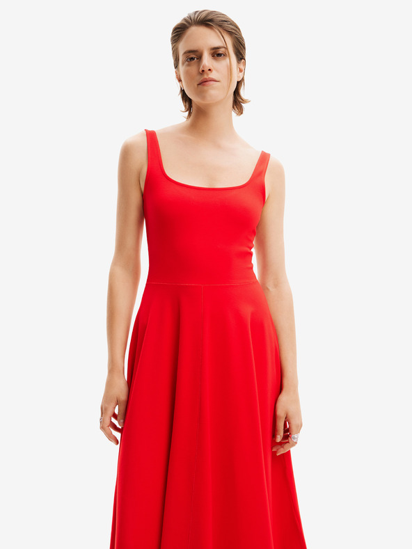 Desigual Crvena ženska midi haljina Desigual Haria