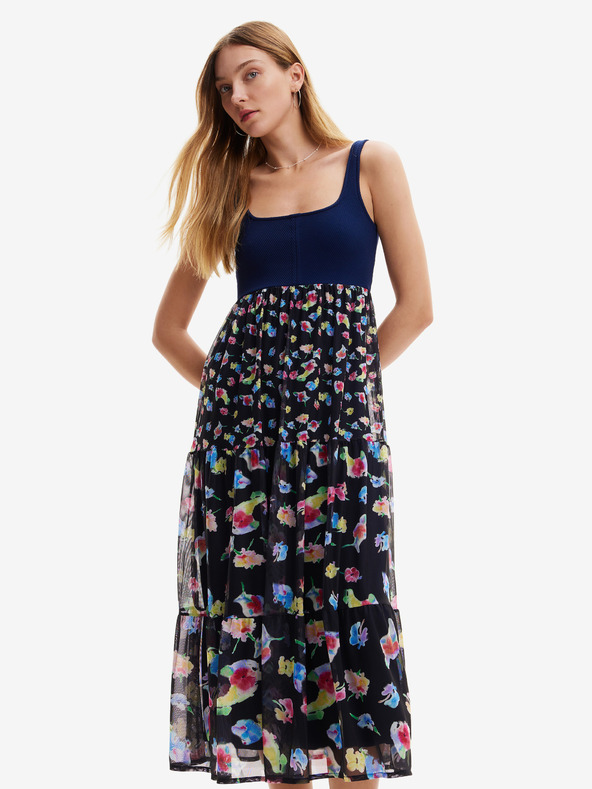 Desigual Desigual Vancouver tamnoplava ženska cvjetna maxi haljina