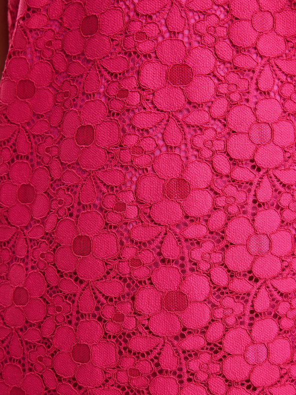 Desigual Desigual čipkasta tamnoružičasta ženska haljina