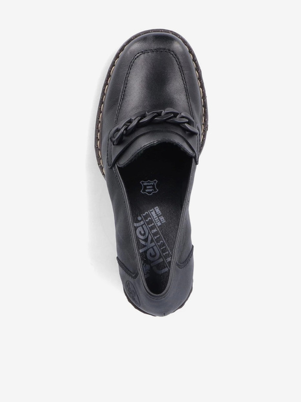 Rieker Rieker crne ženske kožne mokasine na petu