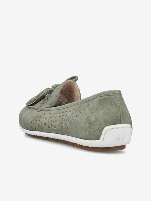 Rieker Rieker zelene ženske mokasine od brušene kože