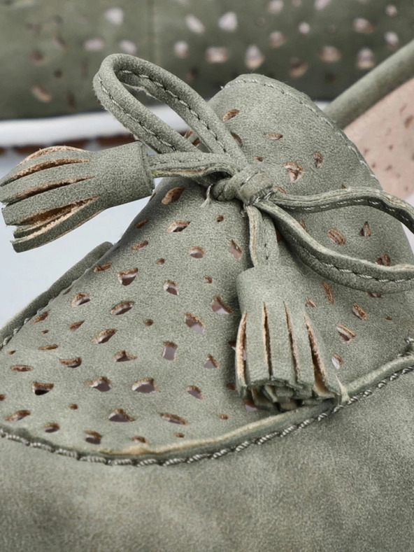 Rieker Rieker zelene ženske mokasine od brušene kože