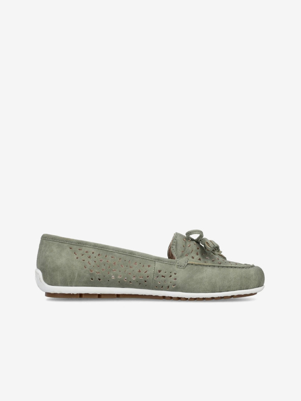 Rieker Rieker zelene ženske mokasine od brušene kože