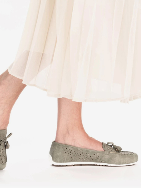 Rieker Rieker zelene ženske mokasine od brušene kože