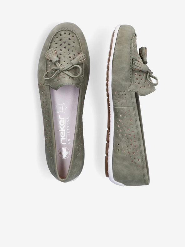Rieker Rieker zelene ženske mokasine od brušene kože