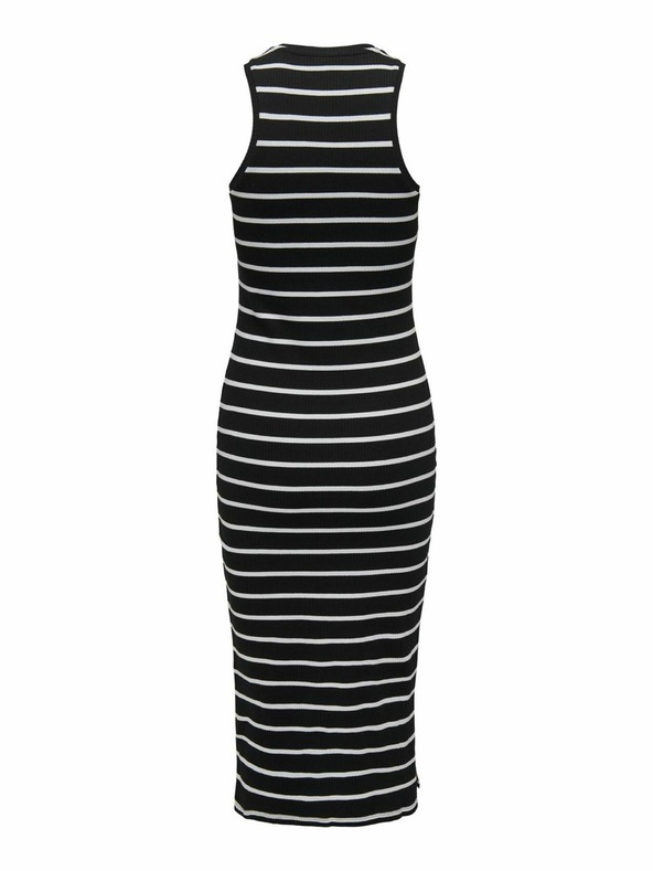 ONLY Crna ženska midi haljina na pruge SAMO Belfast