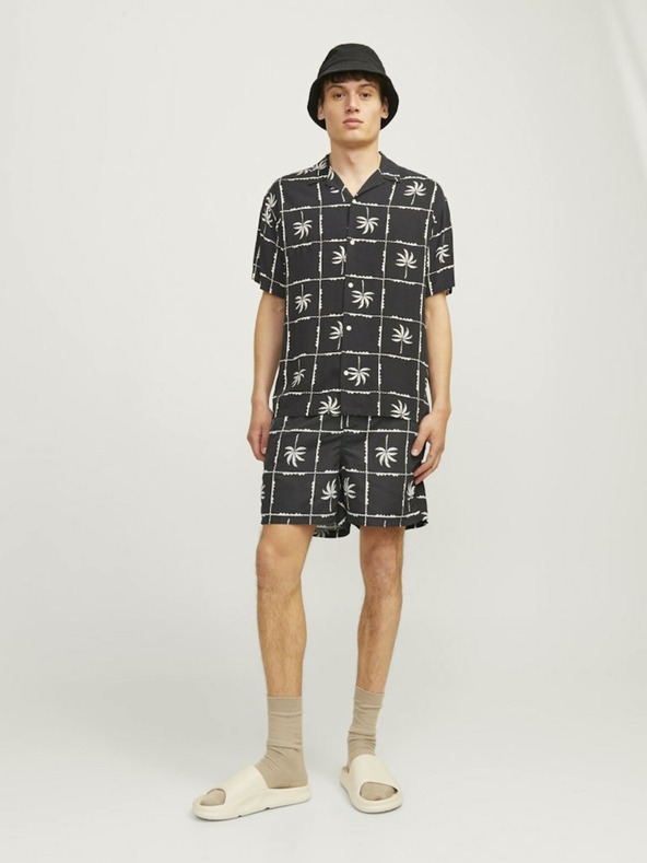 Jack & Jones Crni muški kupaći kostim Jack & Jones Fiji s uzorkom