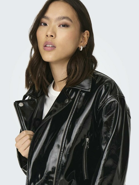 ONLY Crna ženska kožna jakna ONLY Simone