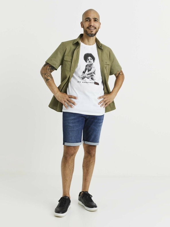 Celio Bijela muška majica s printom Celio Lvebig