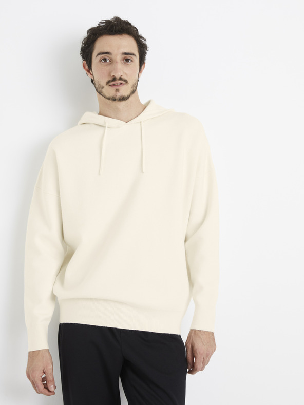 Celio Krem muška base Celio majica s kapuljačom