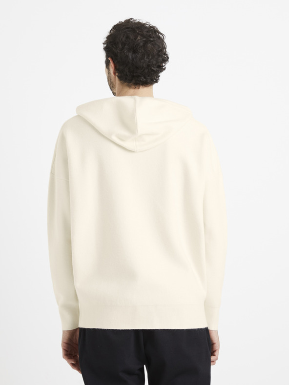 Celio Krem muška base Celio majica s kapuljačom