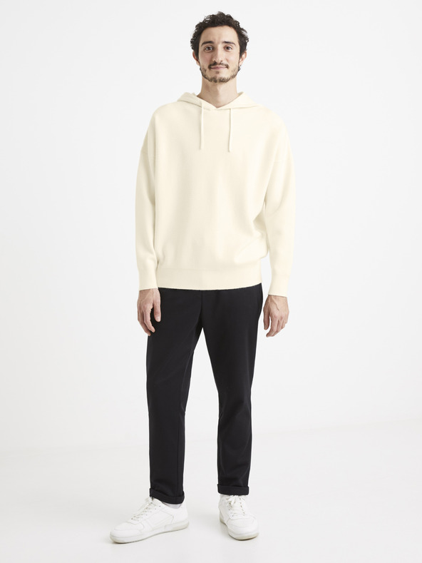 Celio Krem muška base Celio majica s kapuljačom