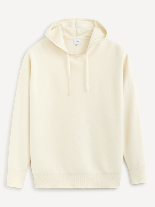 Celio Krem muška base Celio majica s kapuljačom
