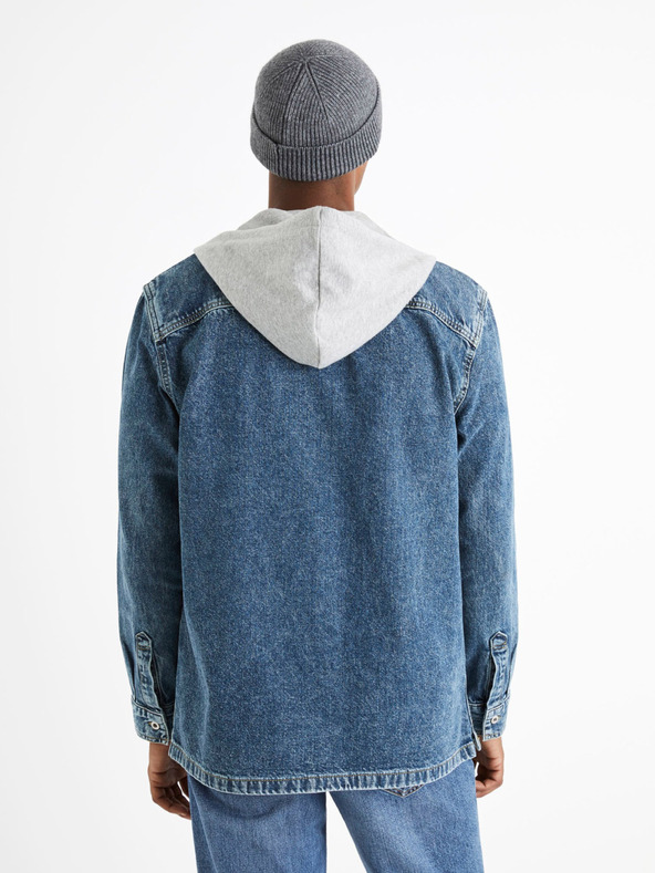 Celio Plava traper košulja s kapuljačom Celio Caoris