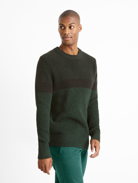 Celio Tamno zeleni muški pulover Celio Ceriblock