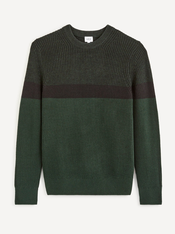 Celio Tamno zeleni muški pulover Celio Ceriblock