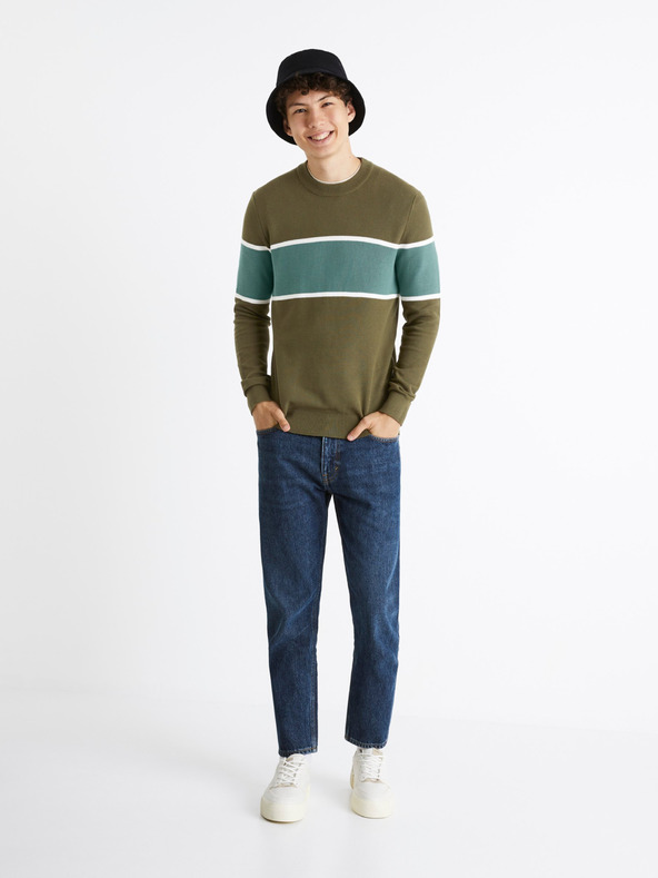Celio Kaki muški pulover s Celio prugom