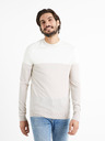 Celio Bijelo-bež muški džemper s dodatkom Merino vune Celio Cemeribloc