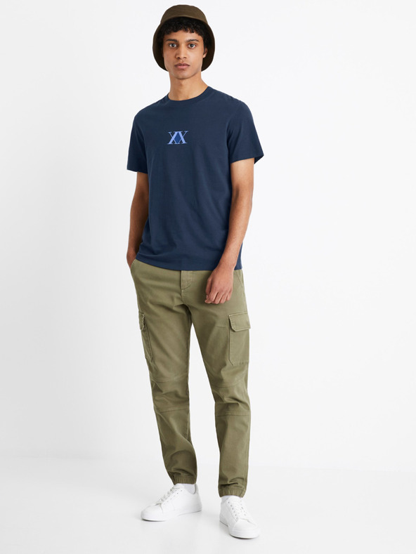 Celio Tamnoplava muška majica s printom Celio Hunter & Hunter na leđima