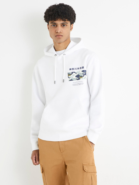 Celio Bijela majica s kapuljačom Celio Hokusai