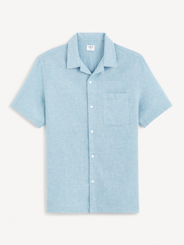 Celio Svijetloplava muška lanena košulja Celio Fatext