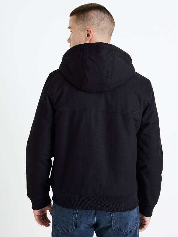 Celio Tamnoplava muška jakna s umjetnim krznom Celio Fuhoodie