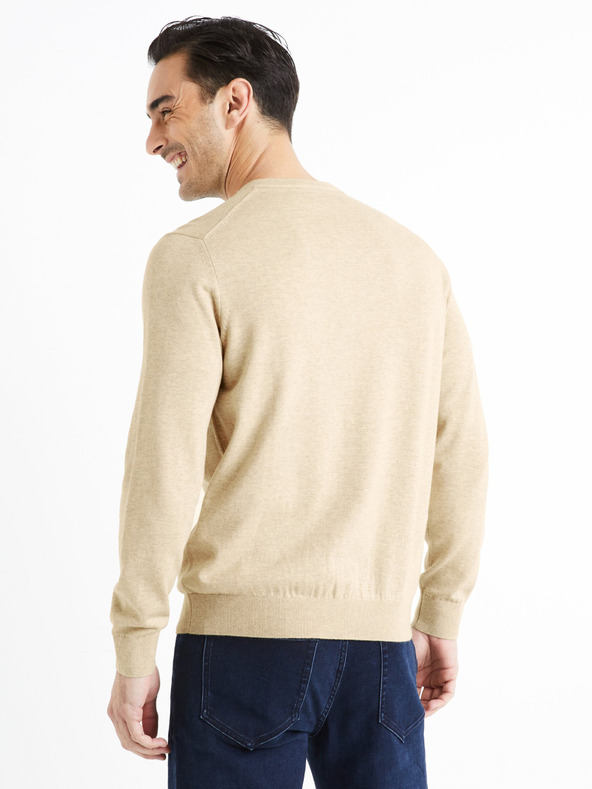 Celio Bež muški basic džemper Celio Decotonv