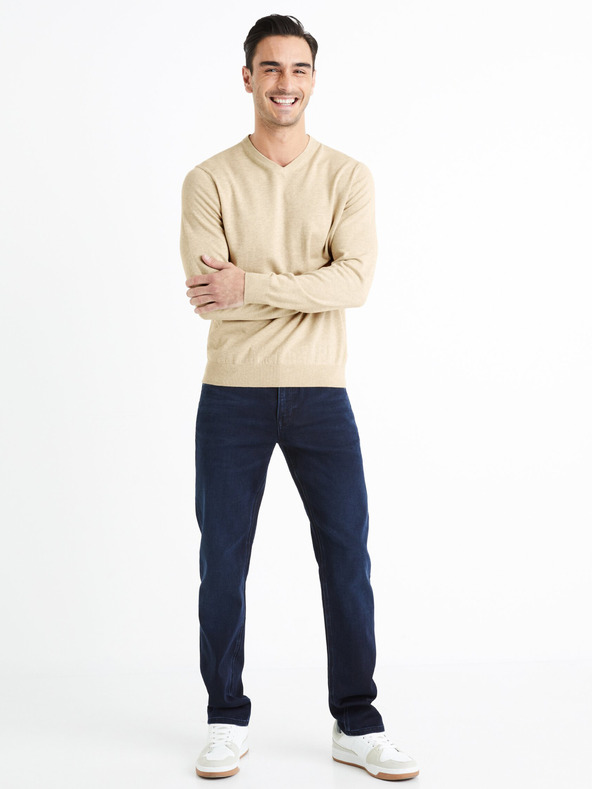 Celio Bež muški basic džemper Celio Decotonv