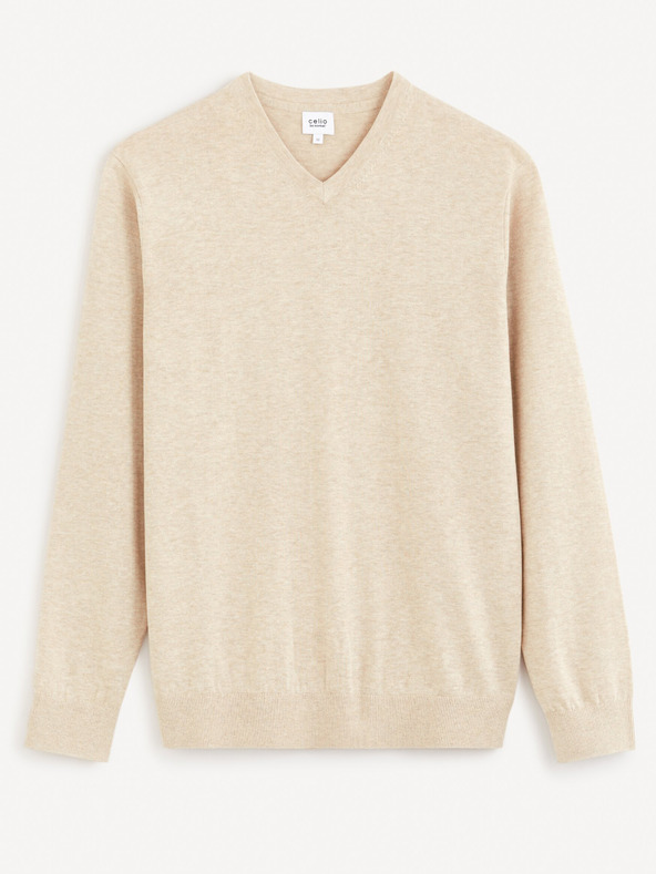 Celio Bež muški basic džemper Celio Decotonv