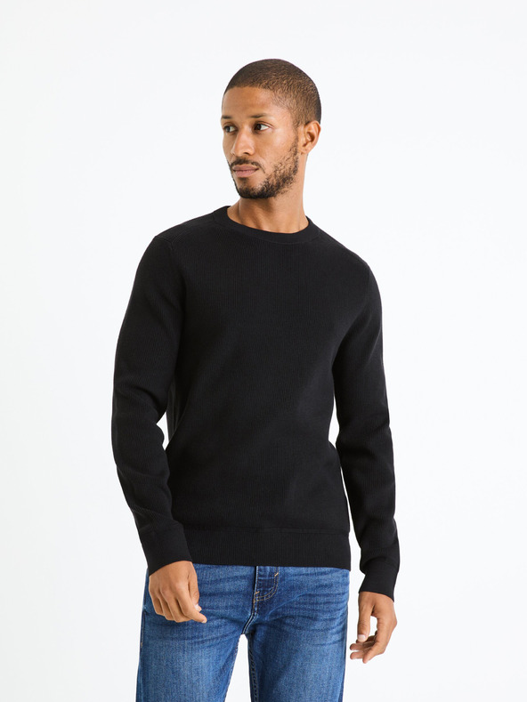 Celio Crni muški basic džemper Celio Femoon