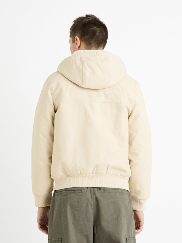 Celio Krem muška jakna od umjetnog krzna Celio Fuhoodie