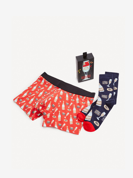 Celio Set bokserica i čarapa u crvenoj i plavoj boji Celio