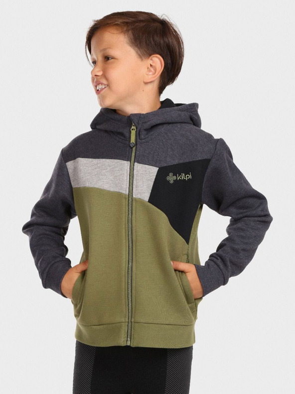 Kilpi Sivo-zelena dječačka majica s kapuljačom KILPI PREDA