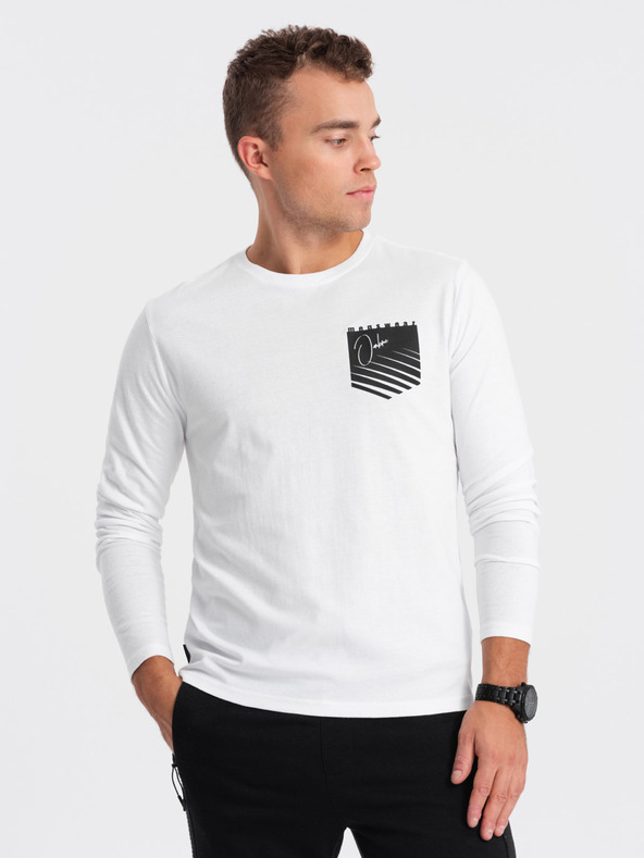 Ombre Clothing Bijela muška majica s printom Ombre Clothing