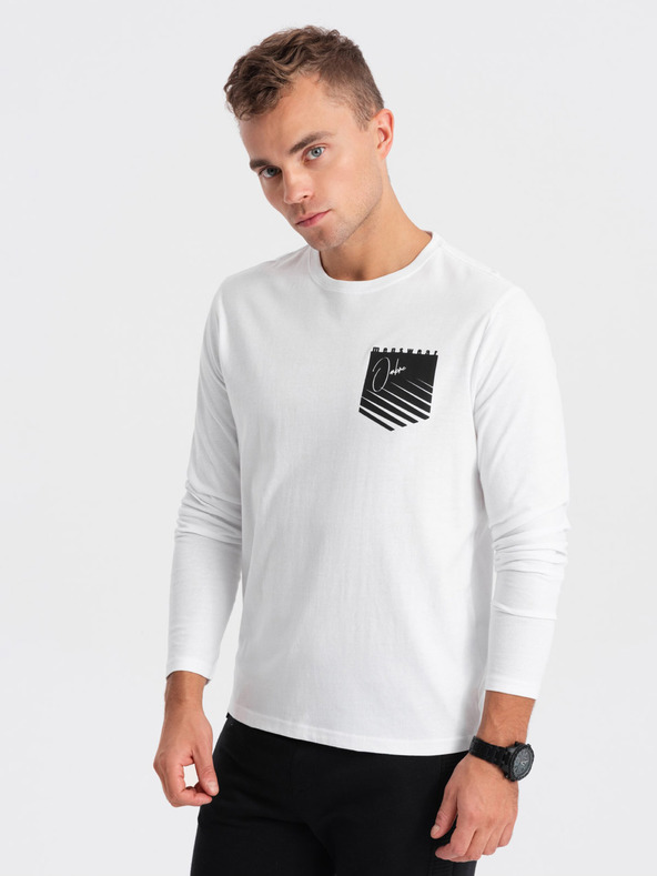 Ombre Clothing Bijela muška majica s printom Ombre Clothing