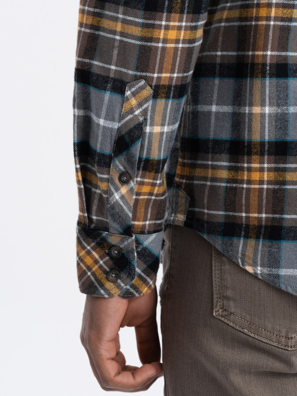 Ombre Clothing Ombre Clothing Muška narančasto siva flanelska majica