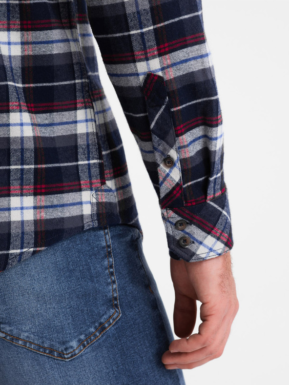 Ombre Clothing Tamnoplava muška majica od flanela Ombre odjeća