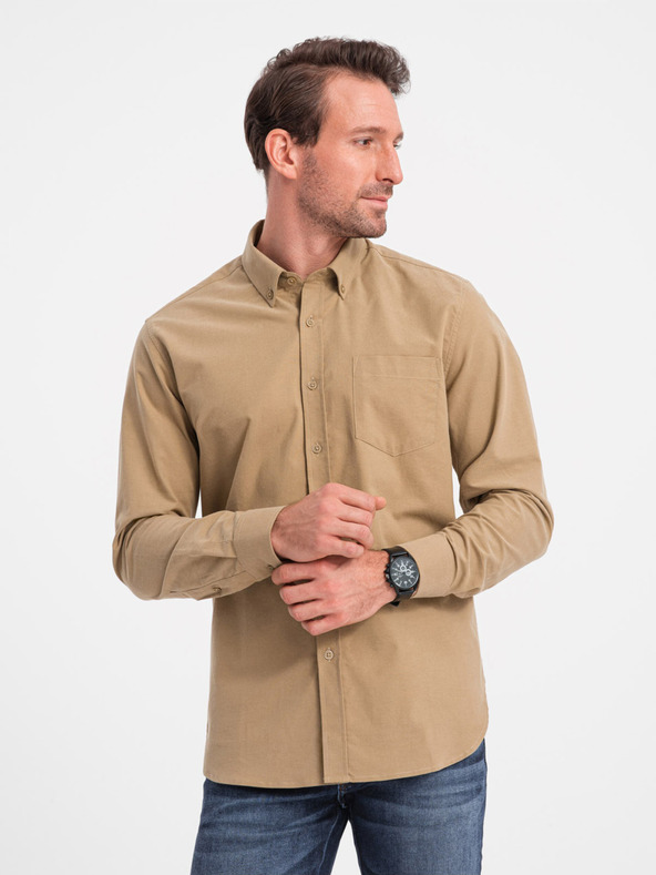 Ombre Clothing Ombre odjeća Muška svijetlosmeđa košulja