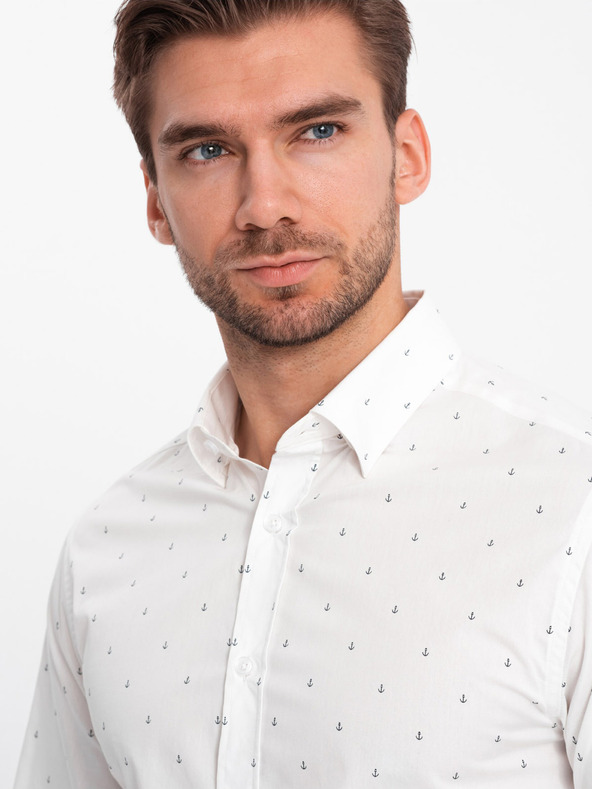 Ombre Clothing Bijela muška košulja s uzorkom Ombre Clothing