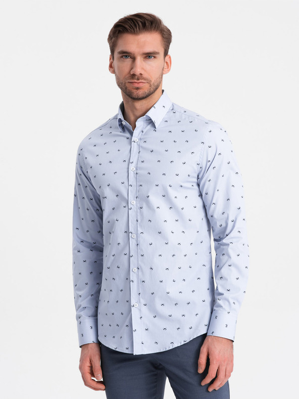 Ombre Clothing Svijetloplava muška košulja s uzorkom Ombre Clothing