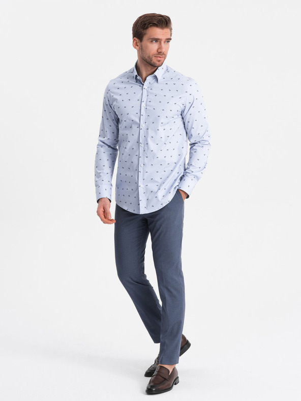 Ombre Clothing Svijetloplava muška košulja s uzorkom Ombre Clothing