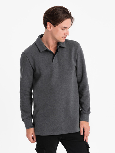 Ombre Clothing Siva muška osnovna majica s kragnom Ombre Clothing